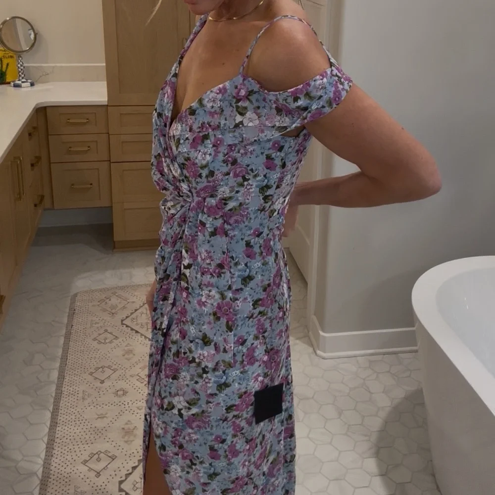Lulu's Strapless Floral Dress in Purple and Green - Picture 1 of 5